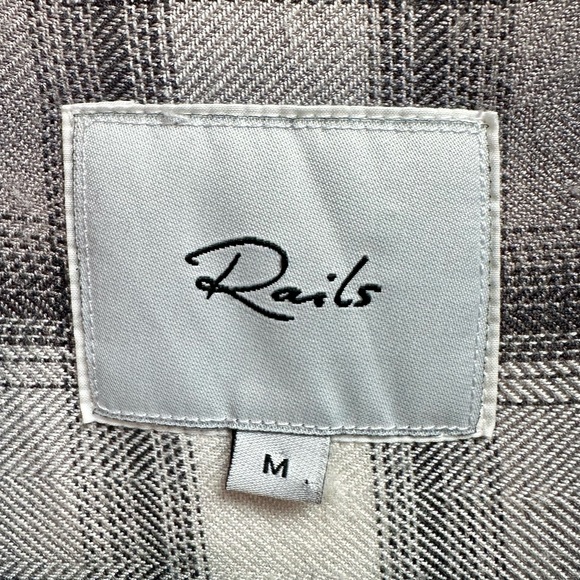 Rails Dolly Shirt in Olive Black Mini Check Plaid with Fringe Size Medium - Picture 10 of 13